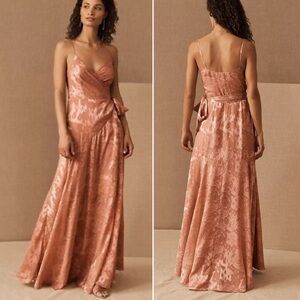 Hutch Bhlden Alden Maxi Gown Pink Wrap Dress Floor Length Anthro Wedding Party